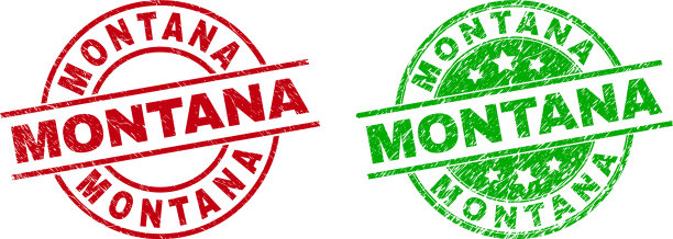 蒙大拿圆形邮票与不洁的纹理图片下载