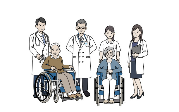 医生和老人插图图片下载