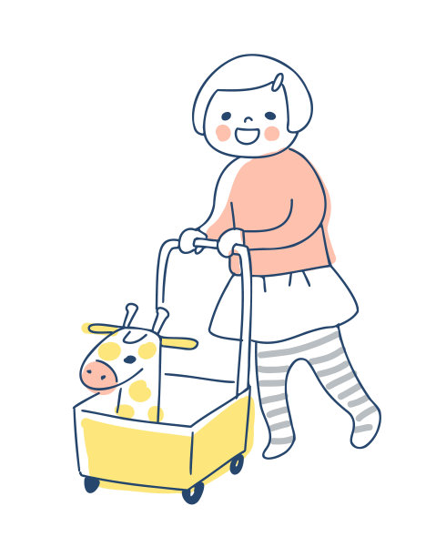 推着学步车的女孩图片下载