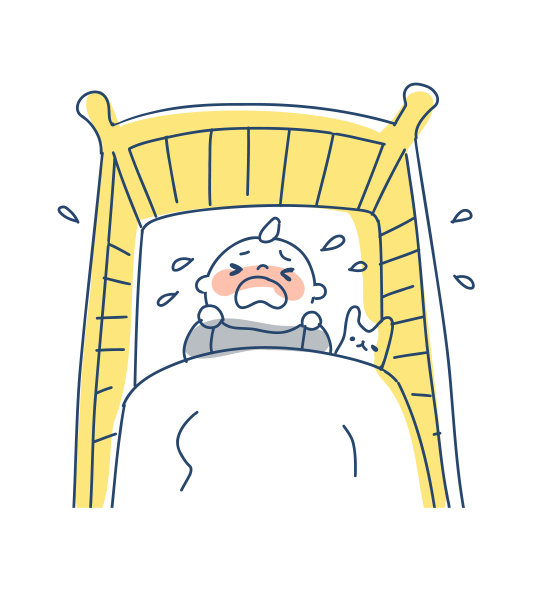 婴儿在婴儿床里哭图片下载