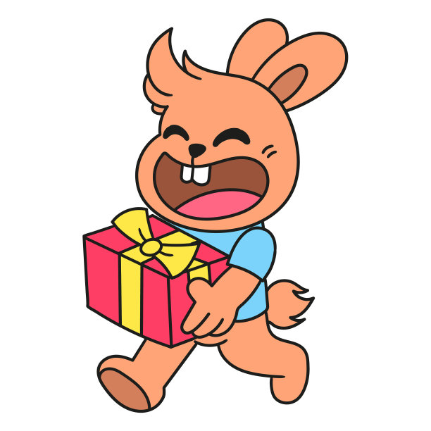 兔子带来了生日礼物doodle kawaii图片下载