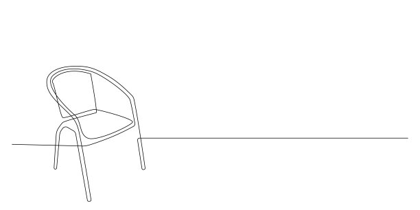 椅子在连续的一条线画。室内家具采用简单的线性风格。可编辑的中风。画矢量图图片下载