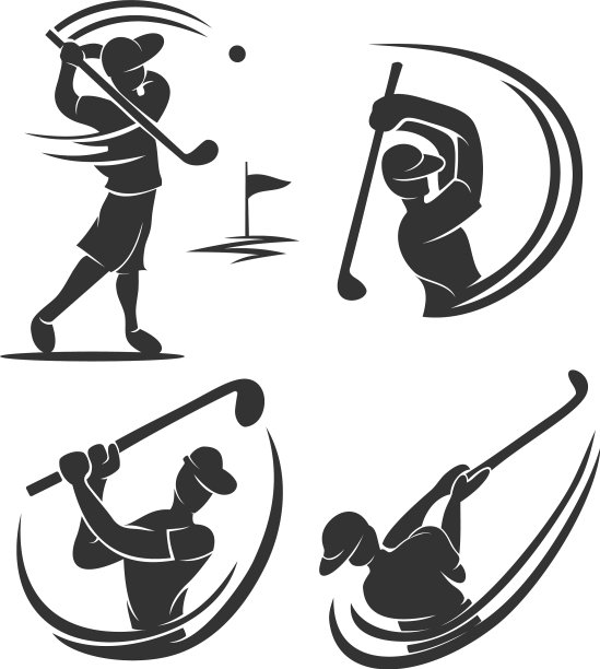 高尔夫运动剪影抽象设计模板集图片下载