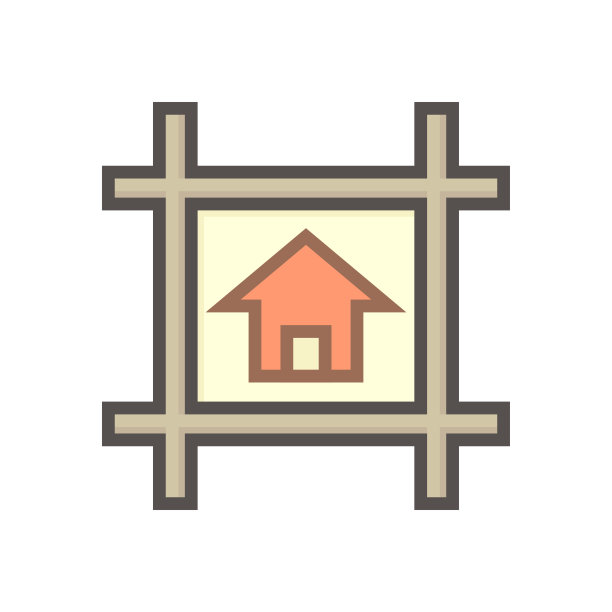 房屋建筑或住宅在土地和通路道路矢量图标设计在俯视图。64x64像素完美和可编辑的线描边。图片下载