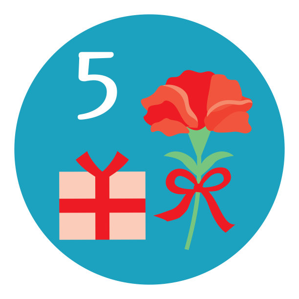 插图的图标，一个康乃馨的母亲节五月。图片下载