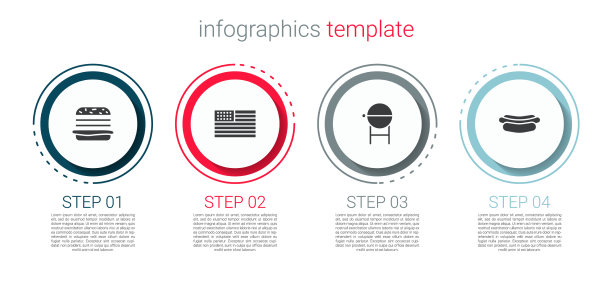 设置汉堡，美国国旗烧烤架和图片下载