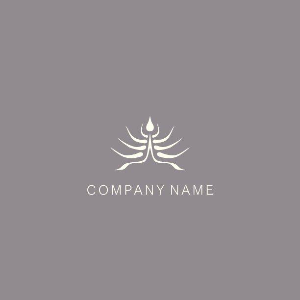 简单矢量平面艺术、符号;花，抽象，直线图标莲花剪影;会徽模板图片下载