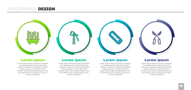 设置盆栽，喷水瓶，气象温度计和园艺手工剪刀。业务信息模板。向量图片下载