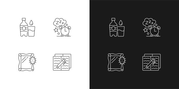 每日计划和常规线性图标设置为暗和光模式图片下载