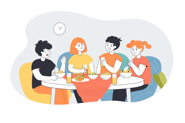 孩子们一起吃早餐、午餐或晚餐图片下载