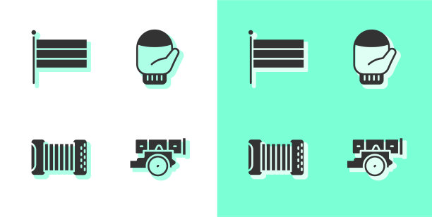 设置大炮和俄罗斯国旗手风琴图片下载