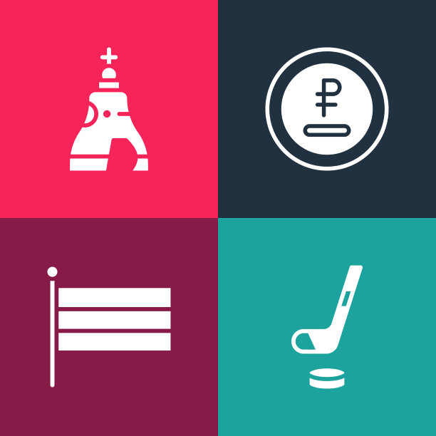 设置波普艺术冰球棍和冰球国家图片下载