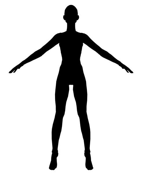 白色背景上一个女孩的剪影。前视图。矢量图图片下载