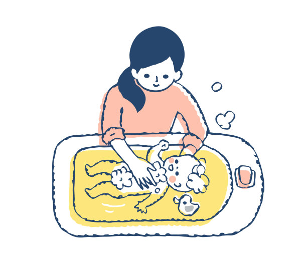 妈妈在洗澡时给她的孩子洗澡图片下载