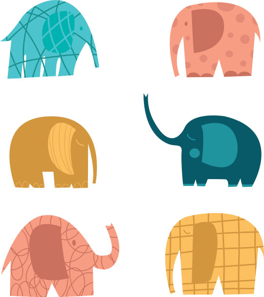 可爱的大象套上五颜六色的图案图片下载