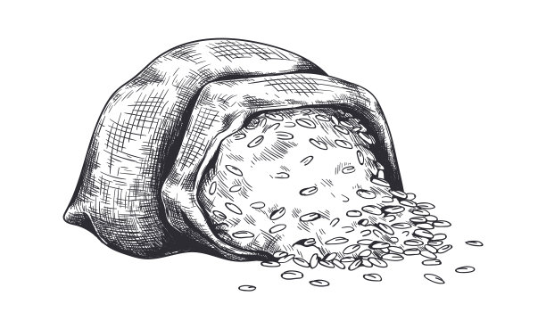 手工提包小麦黑白草图图片下载