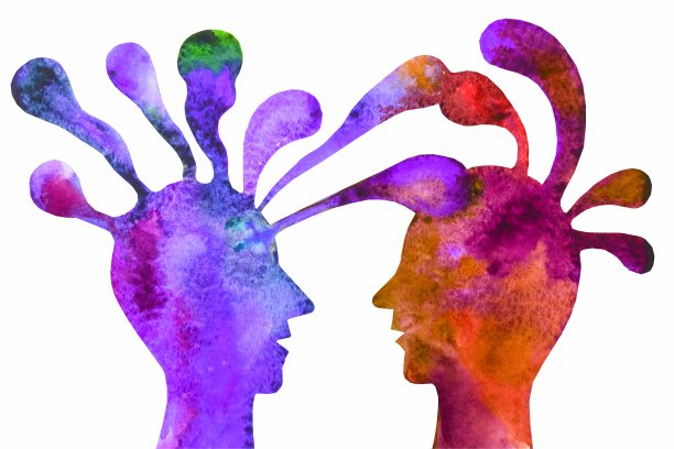 水彩插图移情。精神上的连接图片下载