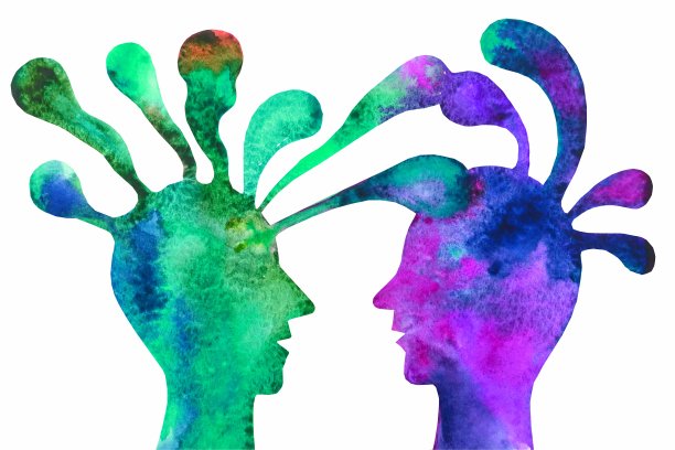 水彩插图移情。精神上的连接图片下载