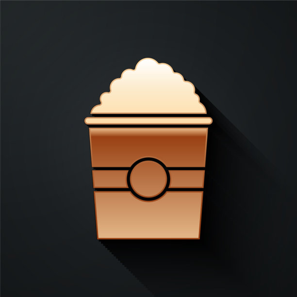 黄金爆米花在纸板箱图标隔离上图片下载