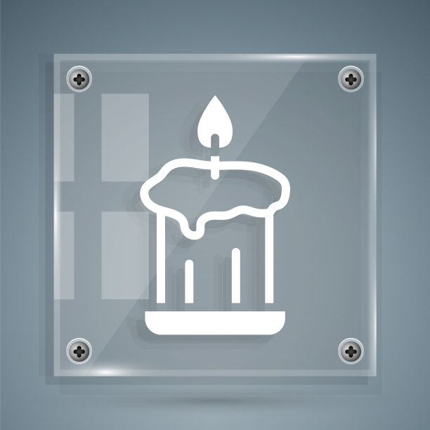 白色燃烧的蜡烛在烛台图标孤立图片下载