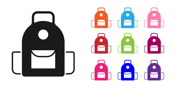 黑色学校背包图标孤立在白色图片下载