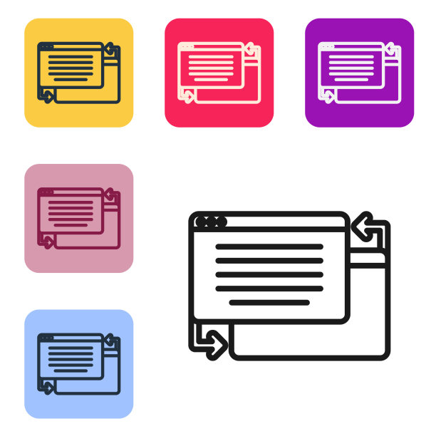 黑线用户界面或用户体验设计图标孤立在白色上图片下载