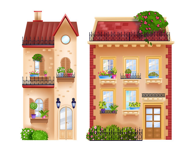 建筑立面古老的村舍旧城图片下载