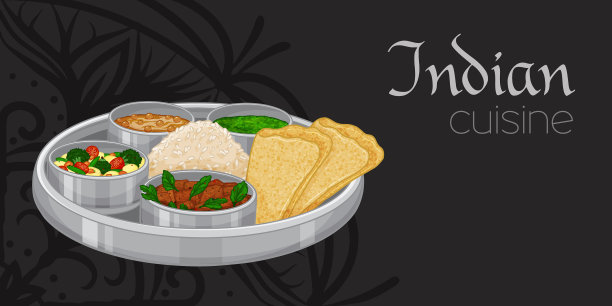 传统印度食物塔利木黑图片下载