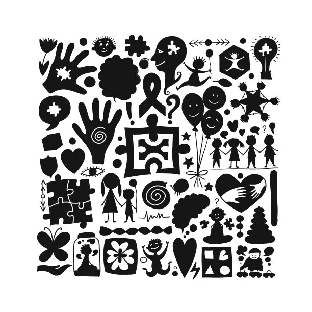 世界自闭症意识日五彩拼图设计图片下载