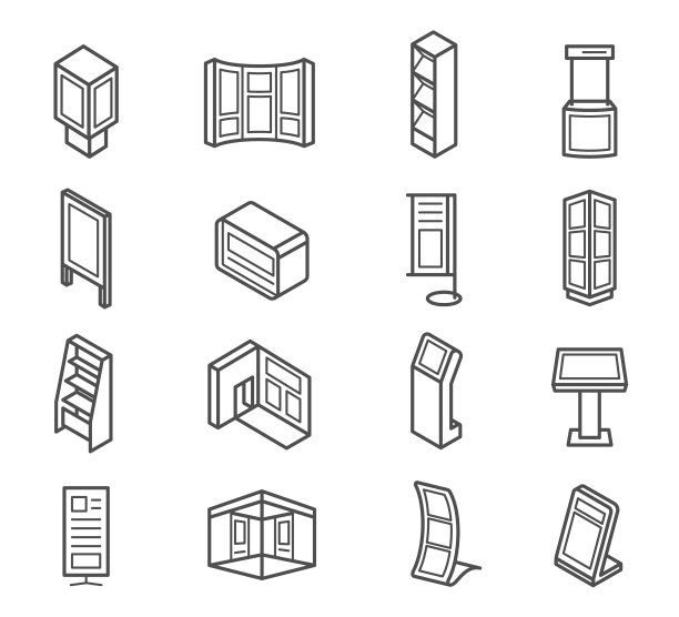 展览摊位画廊家具线性图标图片下载