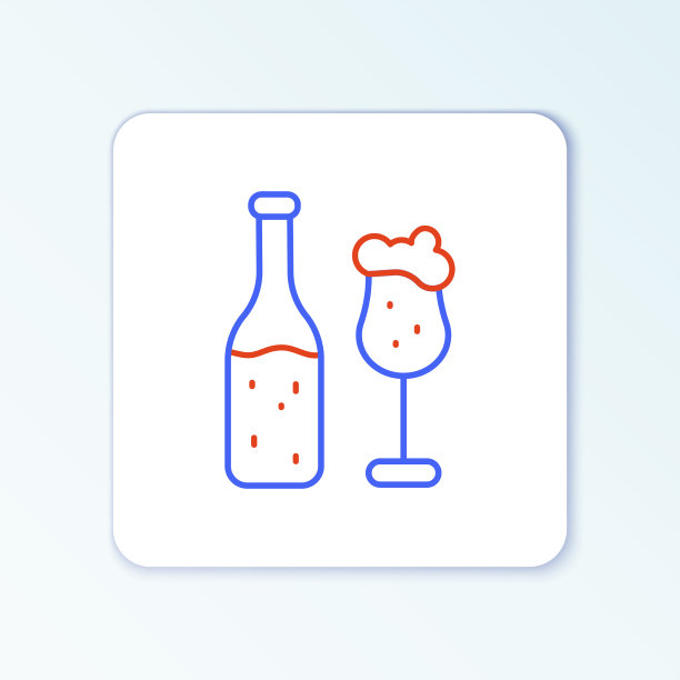 白色上隔离的啤酒瓶和玻璃图标图片下载