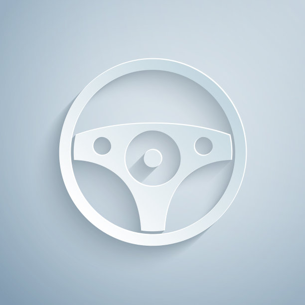 剪纸方向盘图标孤立在灰色图片下载