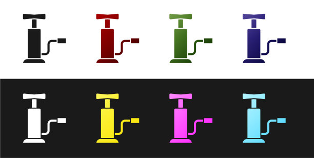设置汽车气泵图标隔离在黑色和白色图片下载