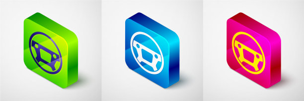 等距方向盘图标孤立在灰色图片下载