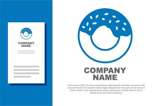 蓝色甜甜圈与甜釉图标孤立在白色图片下载