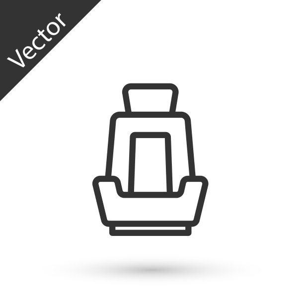 灰色线汽车座椅图标孤立在白色图片下载