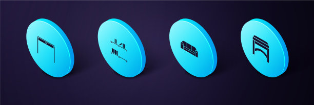 设置等距椅子、沙发、书架、书籍图片下载