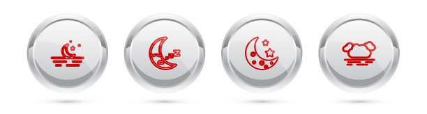 设置线，月亮和星星的图标和云银色图片下载