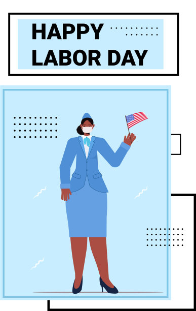 穿着制服的空姐举着美国国旗庆祝劳动节图片下载