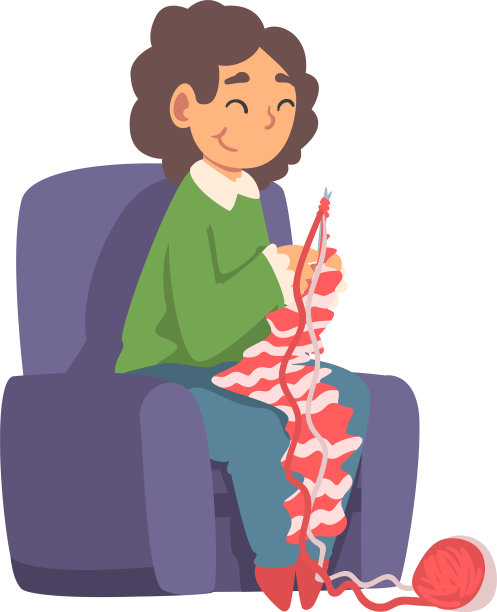 奶奶坐在扶手椅上拿着针图片下载