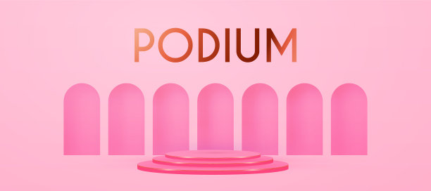 3d现实圆形讲台与墙和图片下载