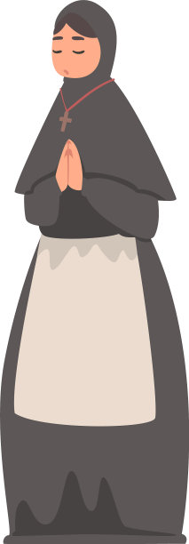 中世纪穿着黑色长袍的修女或女祭司图片下载