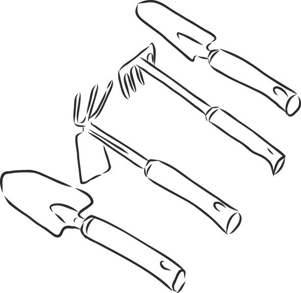 园艺工具套装草图图片下载