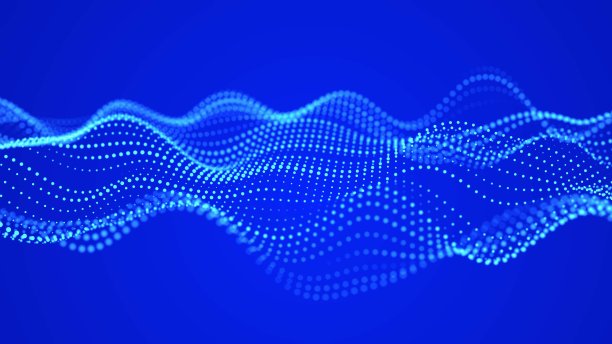 数字动态粒子波。抽象的蓝色未来主义背景。大数据可视化。3 d渲染。图片下载