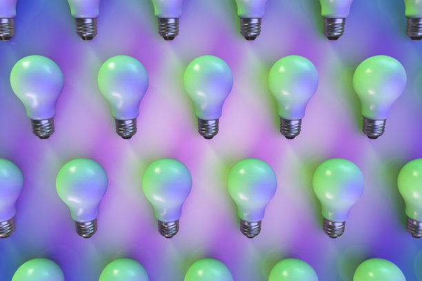 很多彩色灯泡。装饰背景图片下载