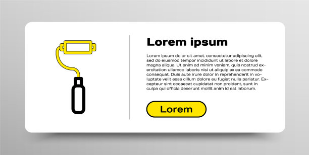 线漆滚筒刷图标隔离白色图片下载