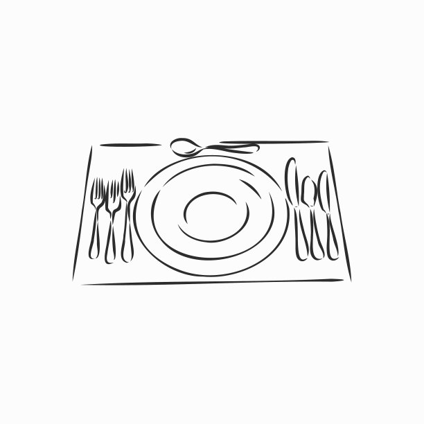 手工绘制与桌子设置素描复古图片下载