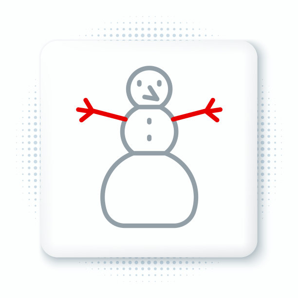 线圣诞雪人图标孤立在白色图片下载