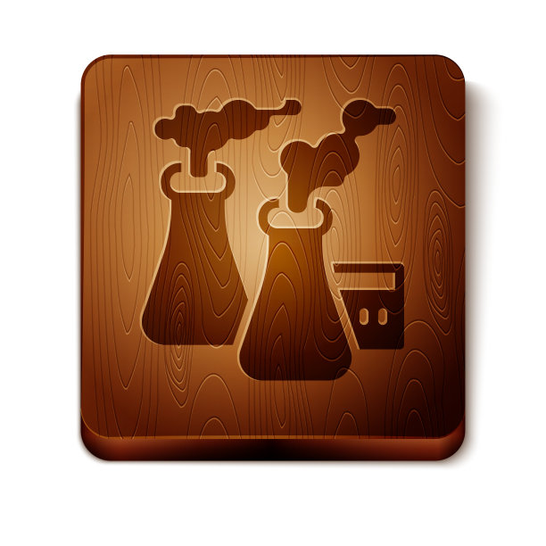 棕色烟雾从工厂图标孤立在白色图片下载