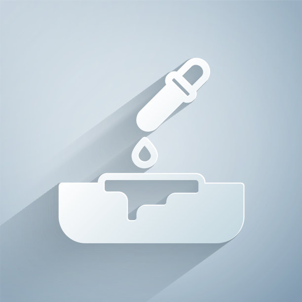 纸切割培养皿与移液管图标隔离图片下载